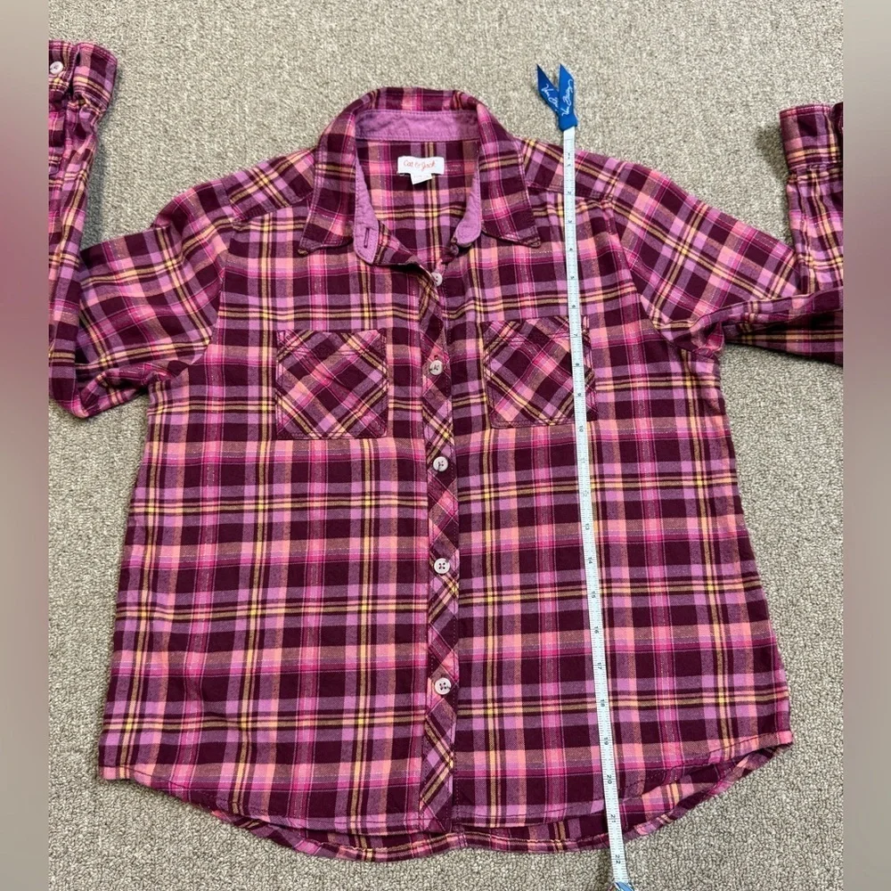 Cat & Jack: Girls Pink & Purple Plaid Polo, Size L (10 / 12)